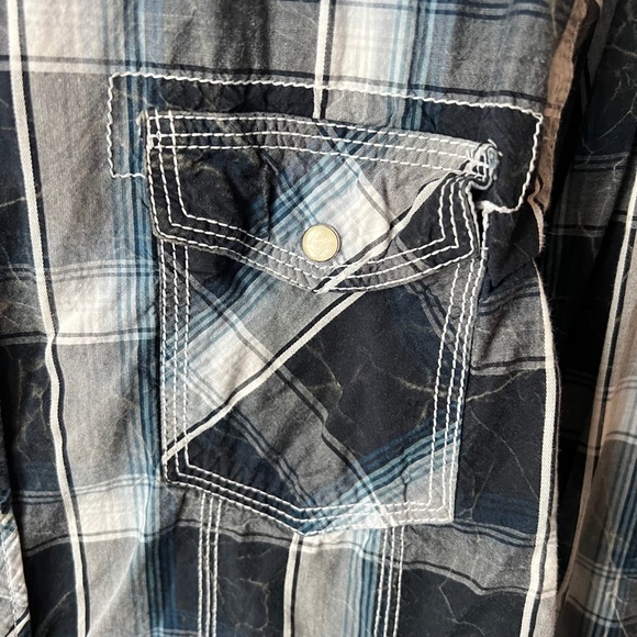 BKE Navy White Plaid Button Down - L - Picture 5 of 8